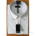 Button Down Collar White Jacquard Long-sleeved Men's Shirts